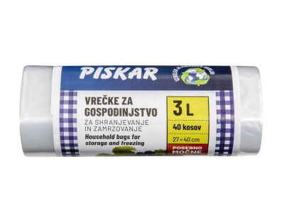 Vrečke za gospodinjstvo PISKAR 3L za shranjevanje in zamrzovanje (v roli)